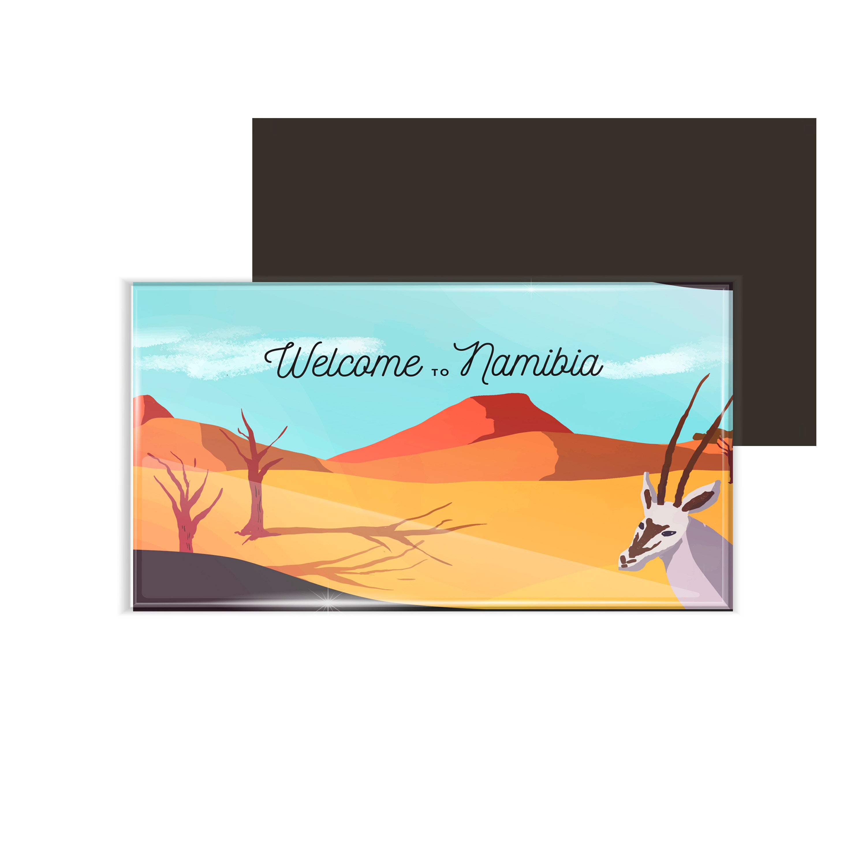 dhcrafts Fridge Magnet Rectangle Acrylic Glass (8.6 x 5.4 cm) Multicolor Travel Namibia Design Pack of 1